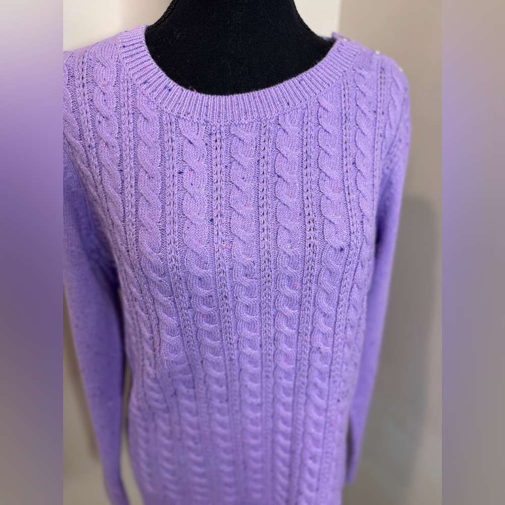 Talbots Women’s Medium Lavender Cable Knit Sweater NWT Cottagecore Cozy Chic - Picture 3 of 11